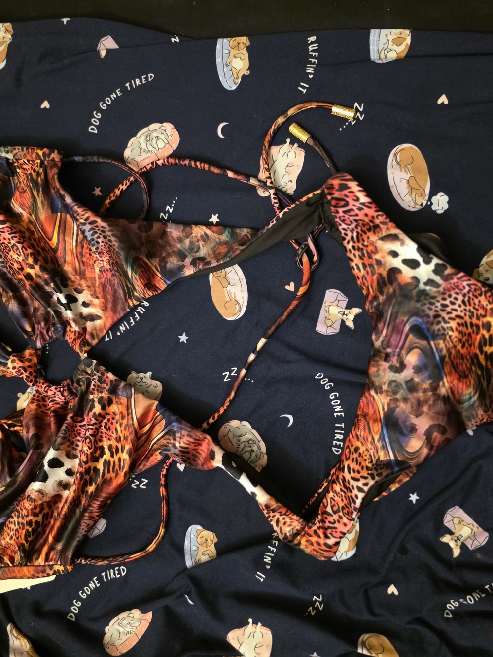 Women’s Orange Leopard Print One-Piece Swimsuit with Tie Straps